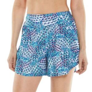 Coolibar Ripple Swim Shorts Blue Pineapple XS
